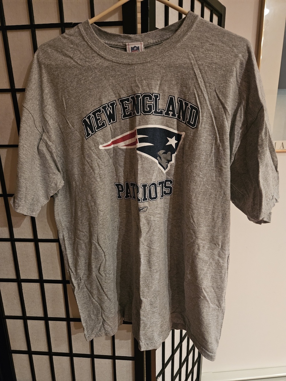 NFL New England Patriots Gray Short Sleeve Tee with Team Logo